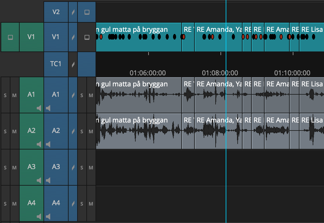 Avid-timeline sammanställd av Unscripter